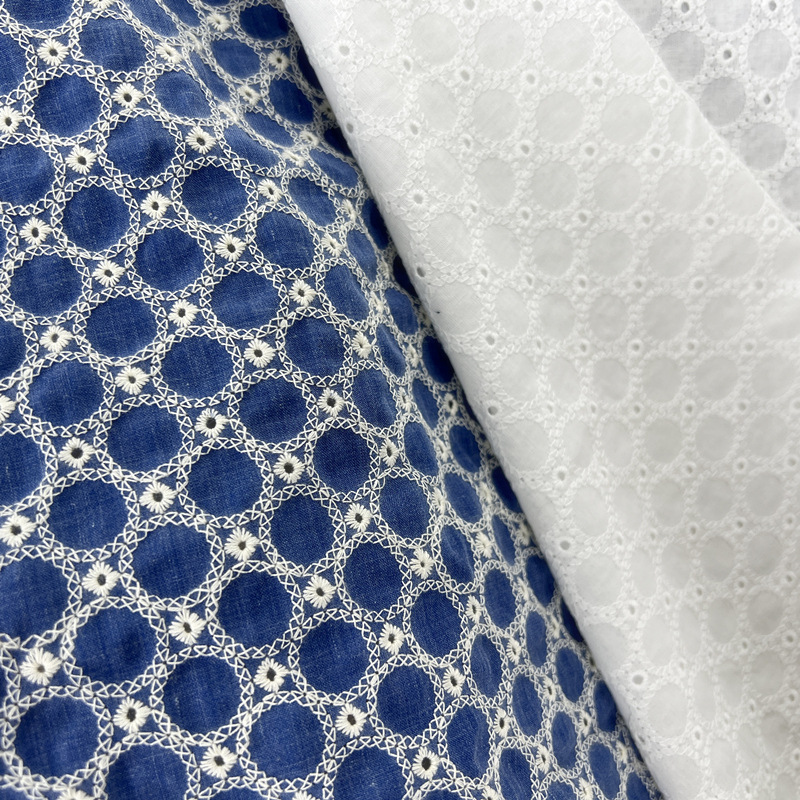 Sewing Eyelet Fabric - Хлопковая джинсовая ткань с мелким круговым